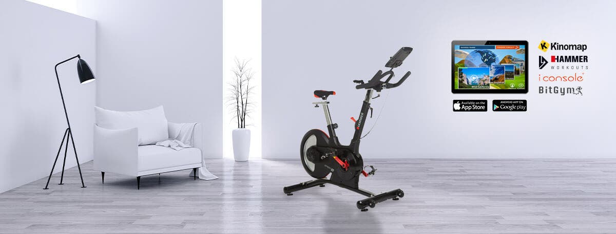 HAMMER Speed Racer S high-speed indoor cycle with LCD display and Bluetooth HAMMER Speed Racer S high-speed indoor cycle with LCD display and Bluetooth